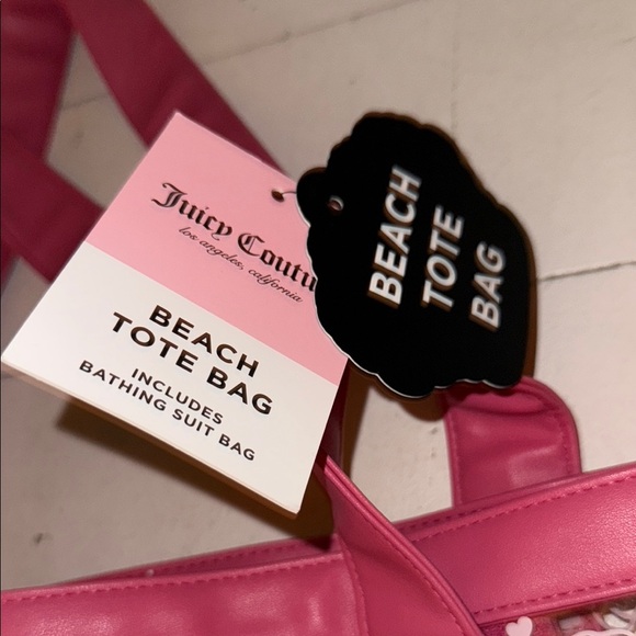 Juicy Couture Pink Tote Beach Bag includes Bathing Suit Bag NWT - Picture 2 of 3